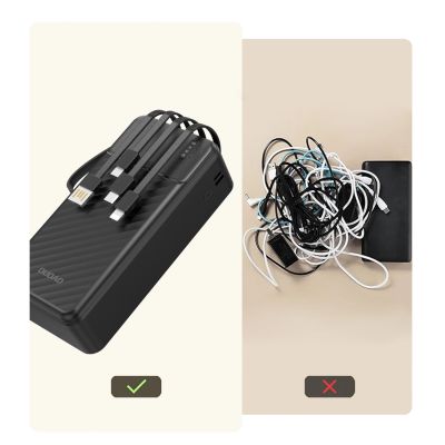 8. Dudao K11 Max 30000mAh Powerbank with Built-in Cables - Black