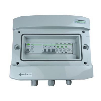 Hermetic IP65 EMITER AC connection switchboard with AC surge arrester Noark type 1+2, 50A 3-F, RCD type A 63A/300mA