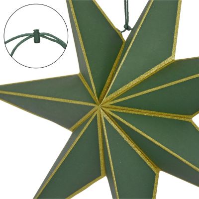 20. DECORATIVE HANGING PAPER STAR FSC 18x60CM GREEN 7 ARMS MICA
