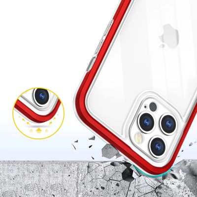6. Clear 3in1 case for iPhone 12 Pro frame gel cover red