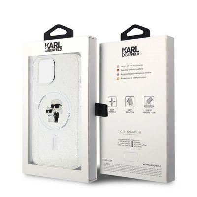 8. Karl Lagerfeld Karl&Choupette Glitter MagSafe case for iPhone 15 Plus - transparent