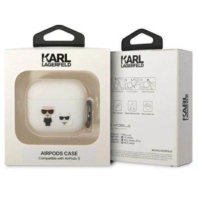 3. Karl Lagerfeld KLACA3SILKCW AirPods 3 cover white/white Silicone Karl & Choupette