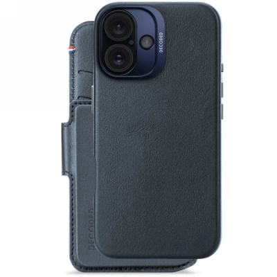 2. MagSafe Compatible Leather Protective Case for iPhone 16 (Navy)