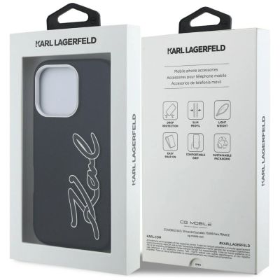8. Karl Lagerfeld FW Grained Signature Logo Case for iPhone 16 Pro Max - Black