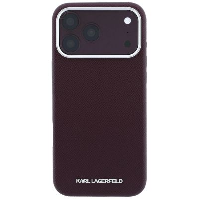 3. Karl Lagerfeld Grained Elongated Logo MagSafe case for iPhone 17 Pro Max / 18 Pro Max - burgundy