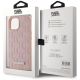 8. Karl Lagerfeld Leather Monogram Metal Logo MagSafe iPhone 15 Case - Pink