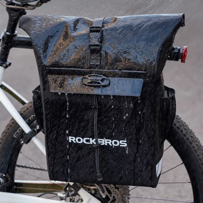 5. Rockbros Bike Bag with Backpack Function, Waterproof, with Helmet Attachment 18l - Black