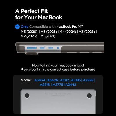 6. Spigen AirSkin Case for MacBook Pro 14" 2021 / 2023 / 2024 / 2025 / 2026 - Semi-Transparent