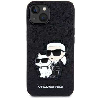 3. Karl Lagerfeld Saffiano Karl & Choupette Case for iPhone 13 / 14 / 15 - Black