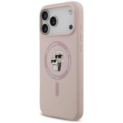 2. Karl Lagerfeld Silicone Karl&Choupette Ring MagSafe Case for iPhone 18 Pro Max / 17 Pro Max – Pink