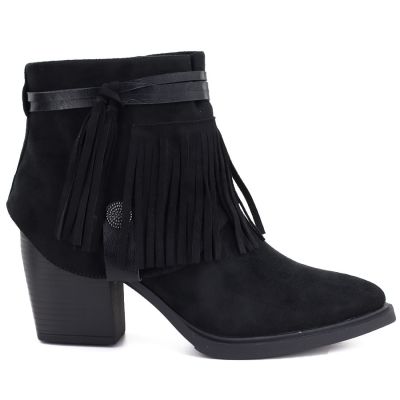 Women's cowboy boots with fringes, insulated, black M.Daszyński