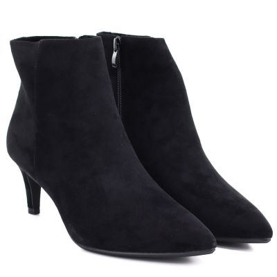 4. Women's insulated ankle boots with a low heel, suede, black, Sergio Leone BT-65