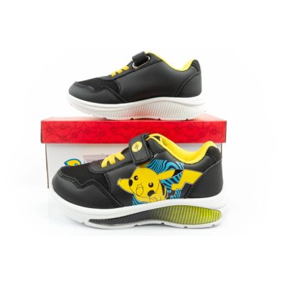 10. Leomil Pokemon children's sports shoes sneakers lightweight with velcro black yellow