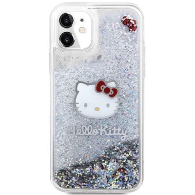 3. Hello Kitty Liquid Glitter Charms Kitty Head Case for iPhone 11 / Xr - Silver