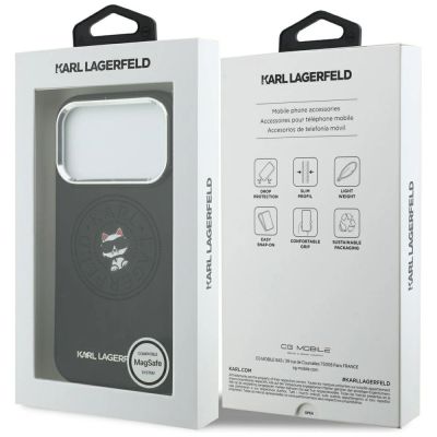 8. Karl Lagerfeld Point & Choupette Sketch MagSafe Case for iPhone 18 Pro Max / 17 Pro Max - Black