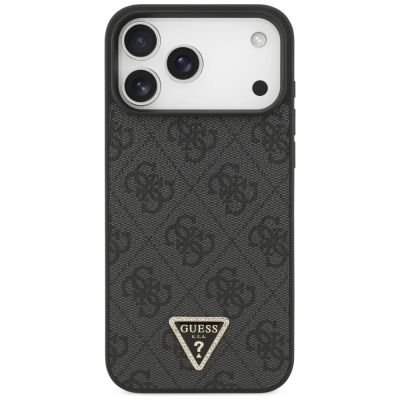 3. Guess Leather 4G Triangle Strass MagSafe Case for iPhone 17 Pro Max / 18 Pro Max - Black