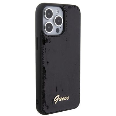 4. Guess Sequin Script Metal case for iPhone 15 Pro Max - black