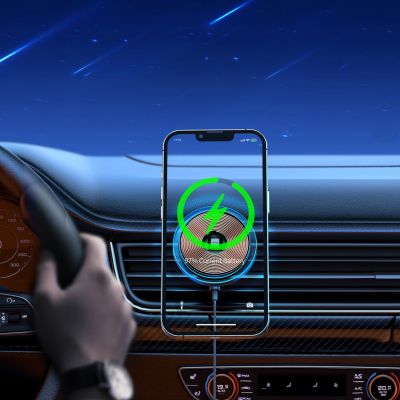 11. Joyroom car phone holder with 15W Qi inductive charger (MagSafe compatible) for air vent, silver (JR-ZS291)