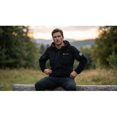 3. Men’s Fleece Pullover Geographical Norway UPLOAD HOOD BLACK DB MEN 224 (WY3383H/GN-BLACK)