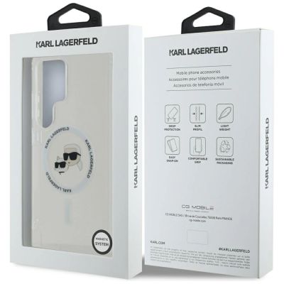 8. Case Karl Lagerfeld Button Karl & Choupette Heads Printed Logo MagSafe Samsung Galaxy S25 Ultra white