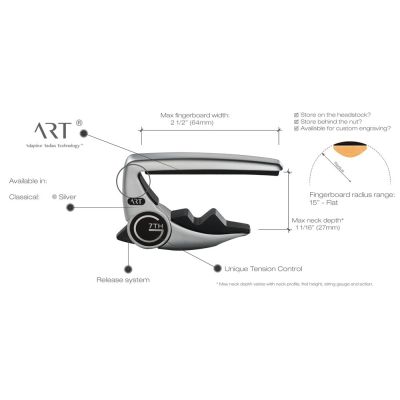 G7th Performance 3 Steel String Classical Silver - professional capo for steel string guitars