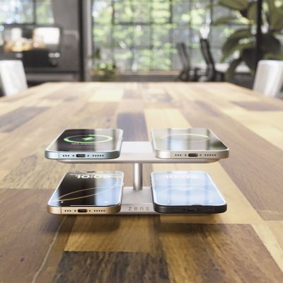 10. Zens Aluminum Series Quattro Pro 4 Wireless Charger with 65W 4x 15W Qi2 Power Supply White ZEQC01W/00