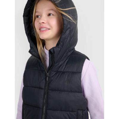 3. Girls' down vest with synthetic filling 4F 4FJWSS25TVJAF166-20S
