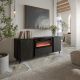 3. VOLARE chest of drawers 200x39x75 black/san sebastian + fireplace