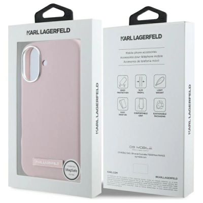 8. Karl Lagerfeld FW Metal Plate MagSafe iPhone 16 Case - Pink