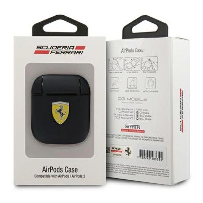 4. Ferrari FESA2LEBK AirPods cover black/black On Track Leather