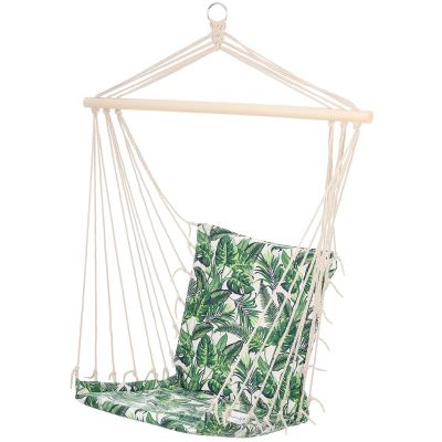 10. BRAZILIAN HAMMOCK HANGING CHAIR 100x50CM NATURA WITH SEWN-IN JUNGLE LIGHT CUSHION