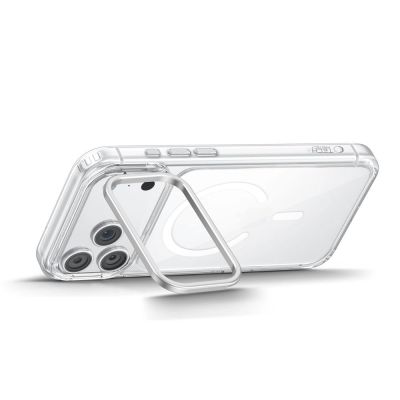 3. Tech-Protect MagStand MagSafe CC Case for iPhone 18 Pro / 17 Pro - Transparent