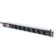 Digitus PDU 19" Rackmount Power Strip, 7x Schuko sockets, 2.0m, 1x Unischuko plug, 16A, on/off, surge protection, aluminum profile