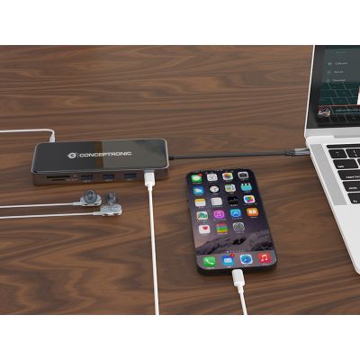 6. Conceptronic DONN15G - Docking Station - USB-C 3.2 Gen 1 - VGA, 2 x HDMI - GigE