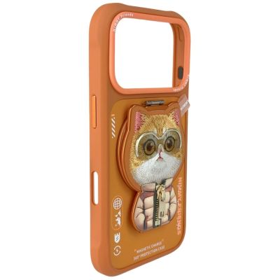 4. Nimmy Cool&Cute 2.0 Cat Case for iPhone 17 Pro with Magnetic Hanger - Orange