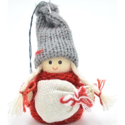 3. DECORATIVE DOLL WITH BAG RED GIRL 7.5 CM