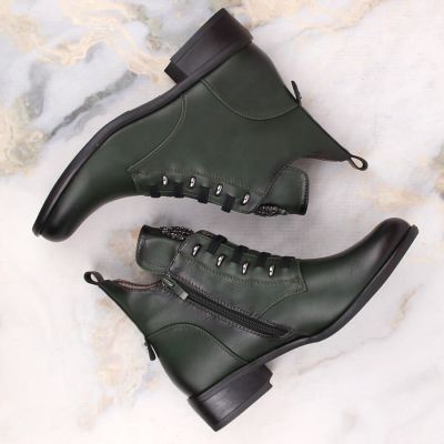 8. Jezzi W JEZ412B insulated flat ankle boots, green