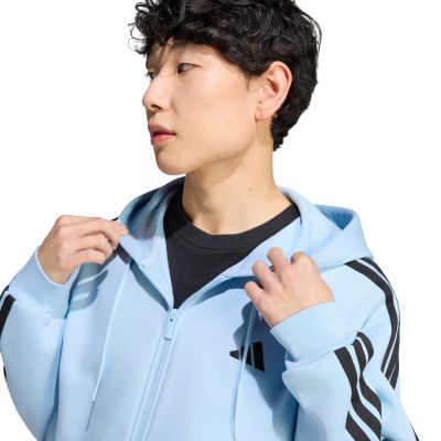 4. Men's adidas Essentials 3-Stripes Fleece Full-Zip Hoodie, Sky Blue KY4143