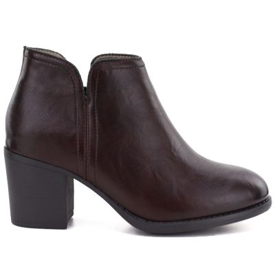 2. Burgundy Leather Heeled Ankle Boots M.Daszyński OL60-1