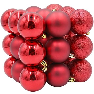 2. DECORATIVE PLASTIC BAUBLE SAFE 27 PCS. diameter 6 cm RED MICA