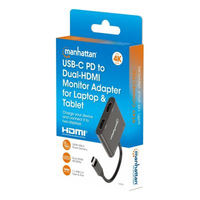 3. Manhattan 154321 Cable Adapter 0.15m USB Type-C 2 x HDMI Black