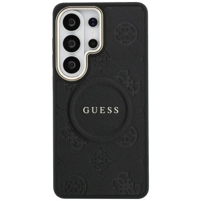 3. Guess Saffiano Peony Embossed Ring MagSafe Case for Samsung Galaxy S26 Ultra - Black