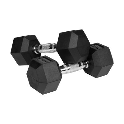 3. HEX 2x7 kg rubber-coated cast iron dumbbells REBEL ACTIVE