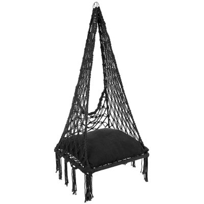 15. OPENWORK HAMMOCK HANGING CHAIR STORK'S NEST 60x60x115CM WITH PILLOW DARK GREY