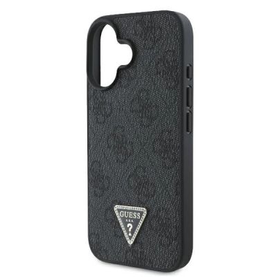 6. Guess Leather Metal Logo Strass Crossbody Case for iPhone 16 - Black