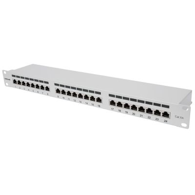 INTELLINET 24-Port Cat6a Patchpanel FTP 1HE gray