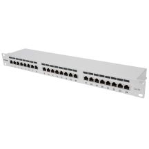 INTELLINET 24-Port Cat6a Patchpanel FTP 1HE gray