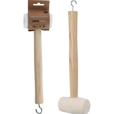 4. RUBBER CAMPING HAMMER WITH WOODEN HANDLE