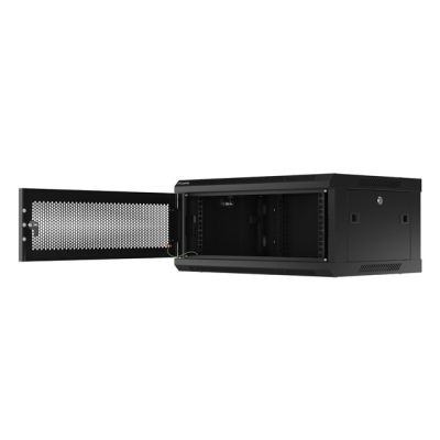 4. WALL-HUNG RACK CABINET 19" 4U 600X450 BLACK PERFORATED DOOR LANBERG (FLAT PACK)