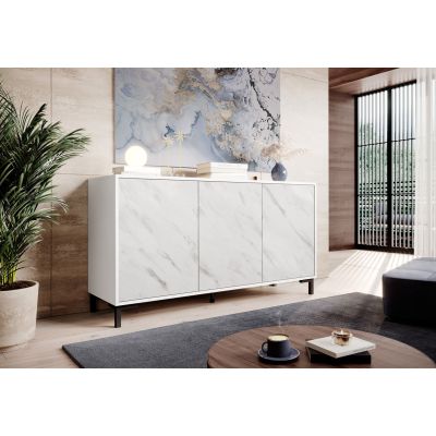 3. MARMO 3D chest of drawers 150x45xH80.5 white matt/white marble